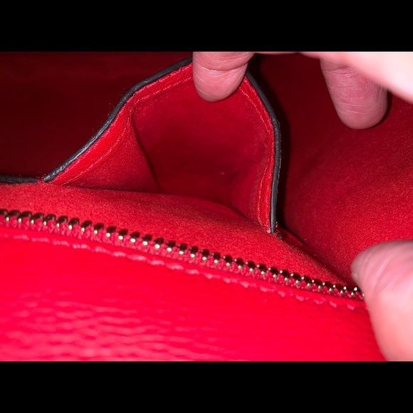 Authentic CELINE Micro Luggage Calfskin Red Coquelicot Excellent RECEIPT - Picture 8 of 17